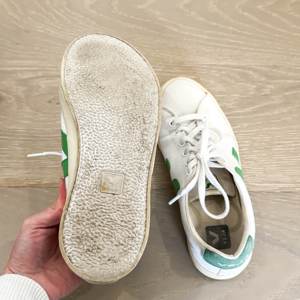 Veja Campo Sneakers White Emerald Green Preppy Boho Neutral Elevated Basic 7 - Picture 6 of 7